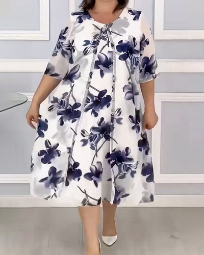 Robe décontractée imprimée col rond