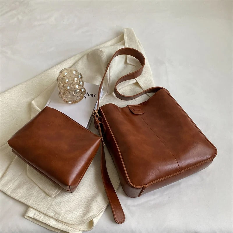 LIEKE™ - SET DE SACS TOTE RÉTRO EN CUIR VEGAN