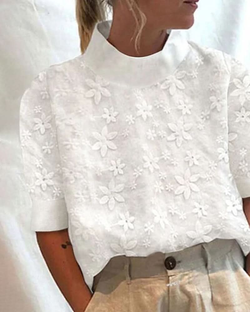 Léa | Avec collier uni brodé