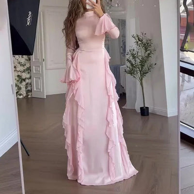 Robe longue à col montant