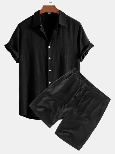 Leinen Hemd- und Shorts-Set