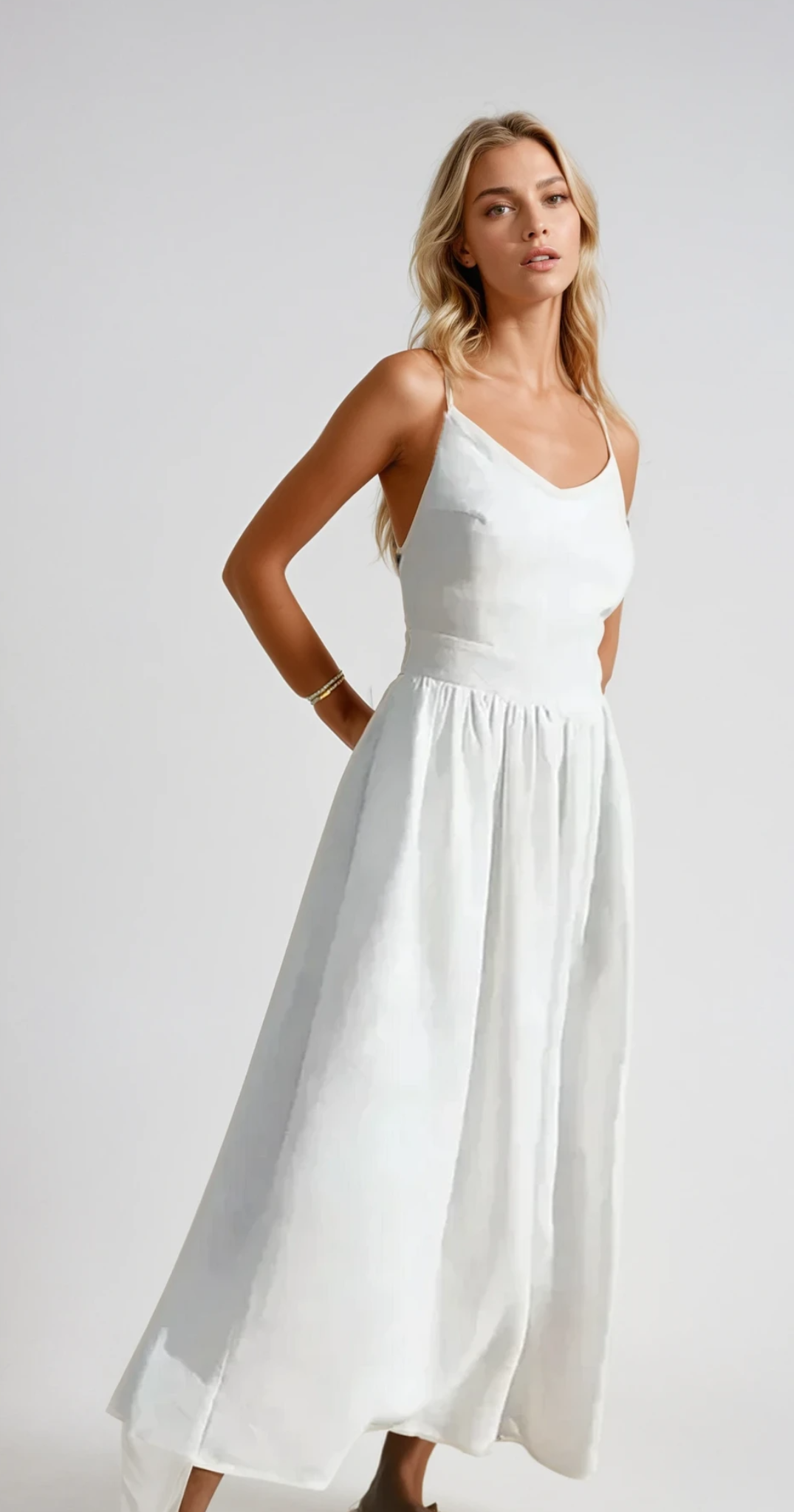 Hélène - Elegantes Luxuriöses Sommerkleid Aus Baumwolle
