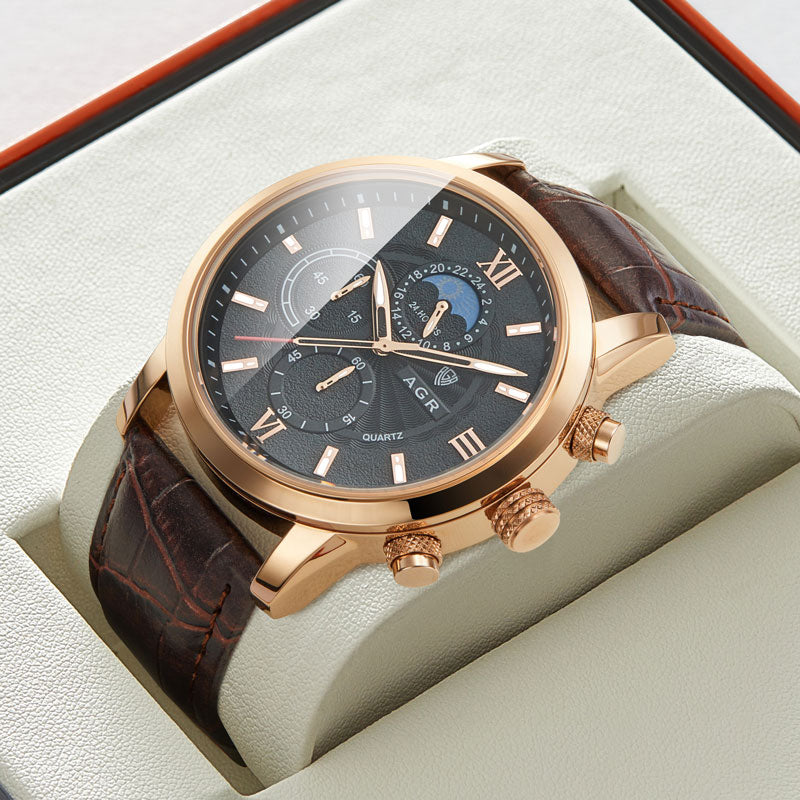 Montre Quartz de Luxe avec Bracelet en Cuir