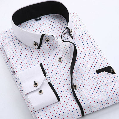 Chemise homme – Coupe classique – Motif géométrique – Détails contrastés stylés