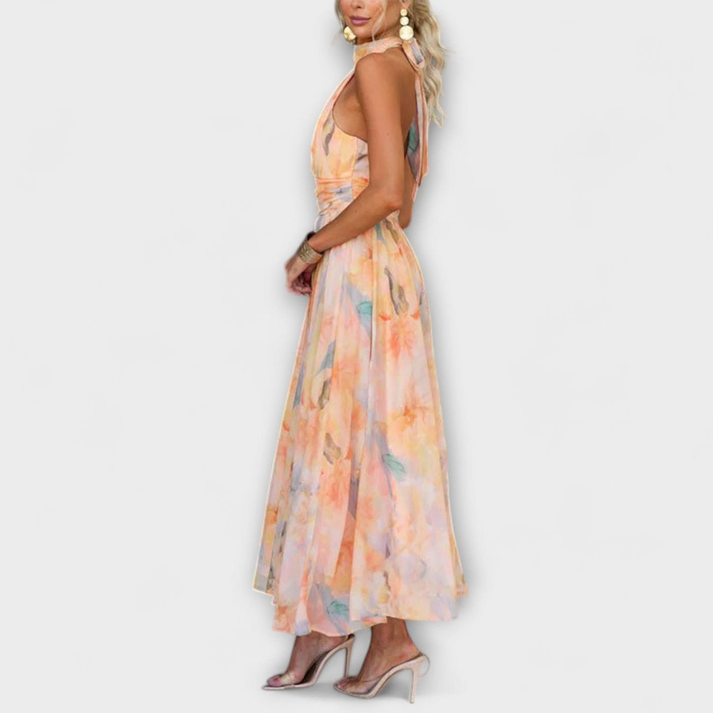 Morgane™ | Robe Maxi Halter-Neck Aquarelle Print