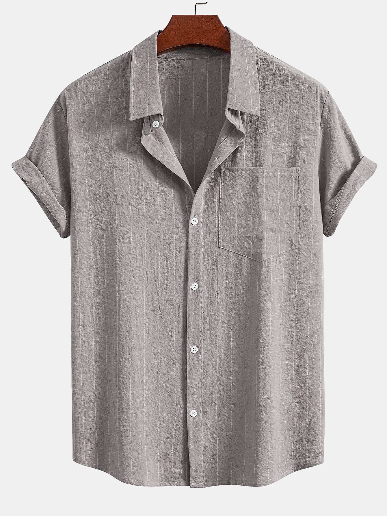 Ensemble Décontracté : Chemise Rayée Style Lin & Short à Cordon