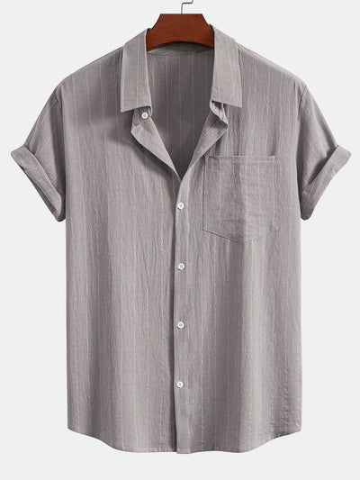 Ensemble Décontracté : Chemise Rayée Style Lin & Short à Cordon