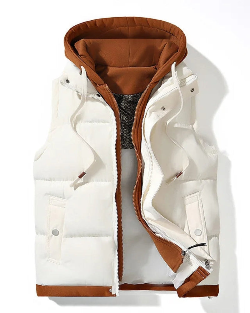 VELORA - GILET POUDRÉ EN SOFT SHELL À CAPUCHE