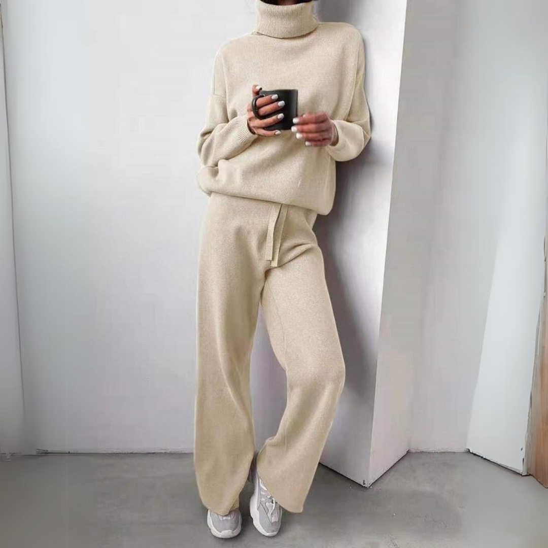 Clara™ - Ensemble confortable de 2 pièces avec pull à col roulé et pantalon long