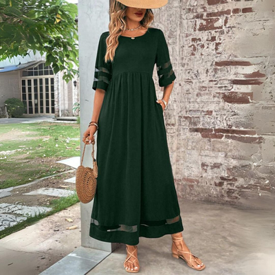 Esme™ | Robe Longue Bohème Structurée avec Détails Voilés