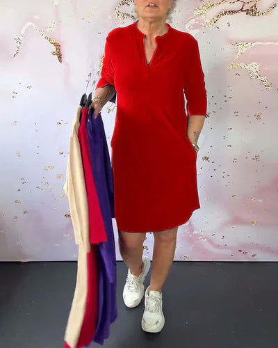 Robe unie à col en V