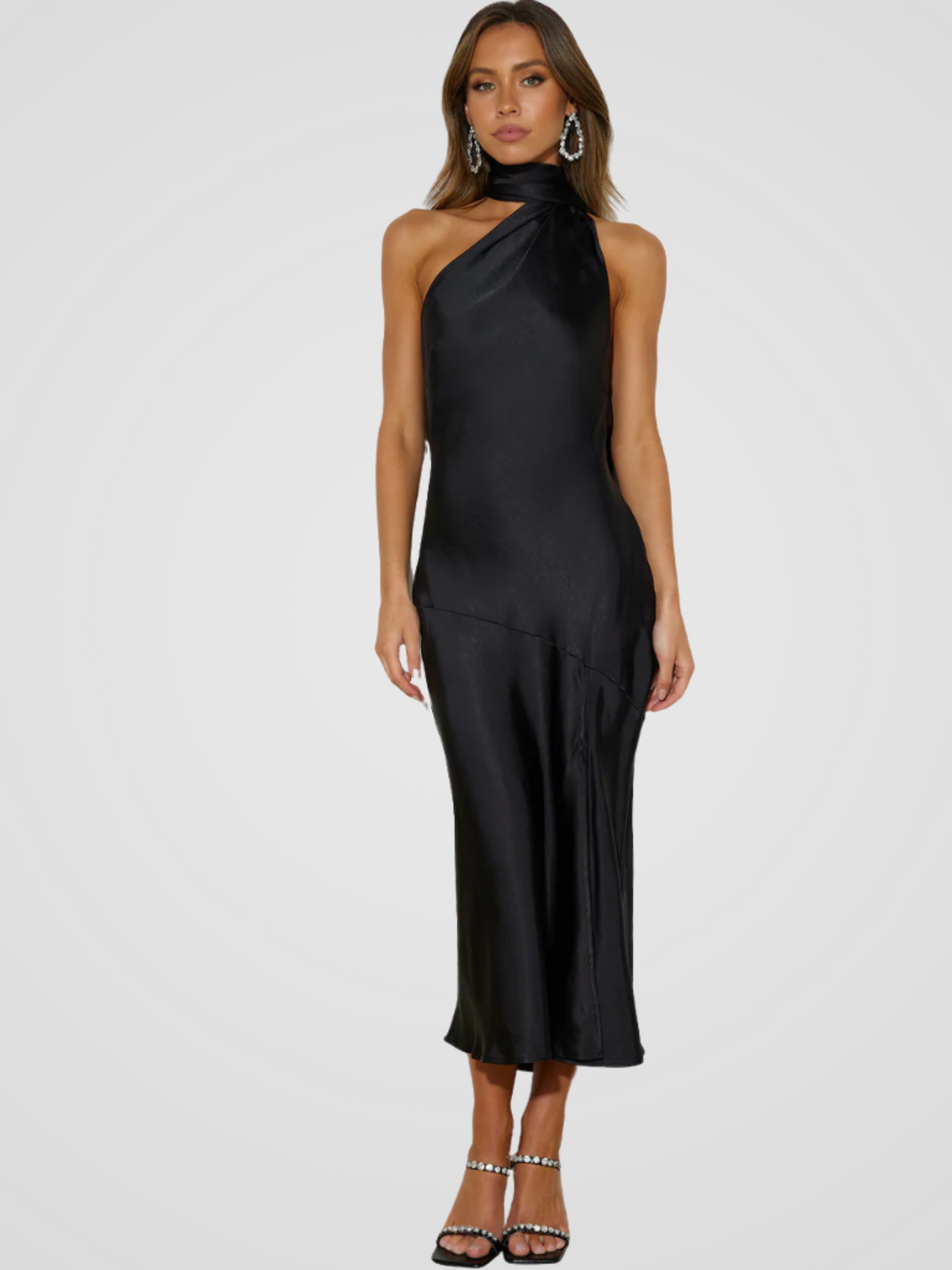 Luna™ | Robe midi brillante avec col halter