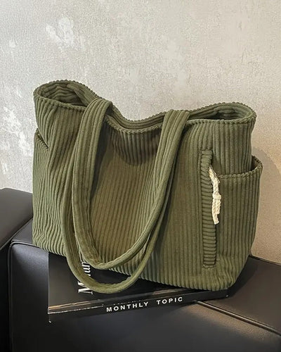 Sac fourre-tout côtelé avec cordon de serrage