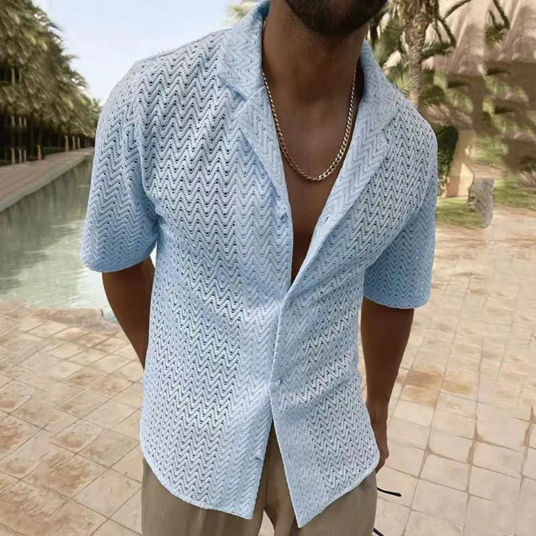 Polo homme – Coupe décontractée – Maille douce – Motif texturé – Manches courtes