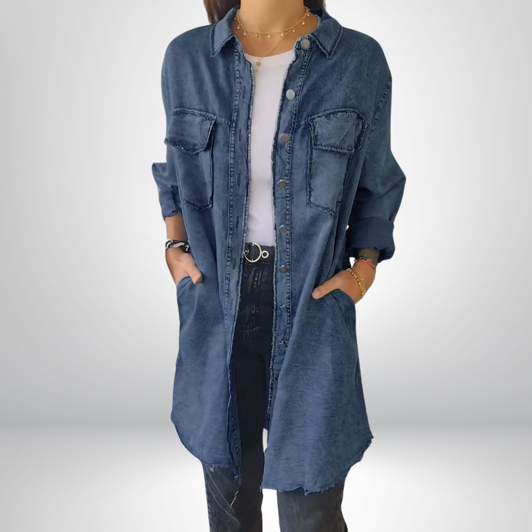 Liv - Veste en denim à manches longues avec col classique