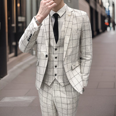 Christiane | Ensemble invitée mariage Damier pour hommes | 3 Pieces