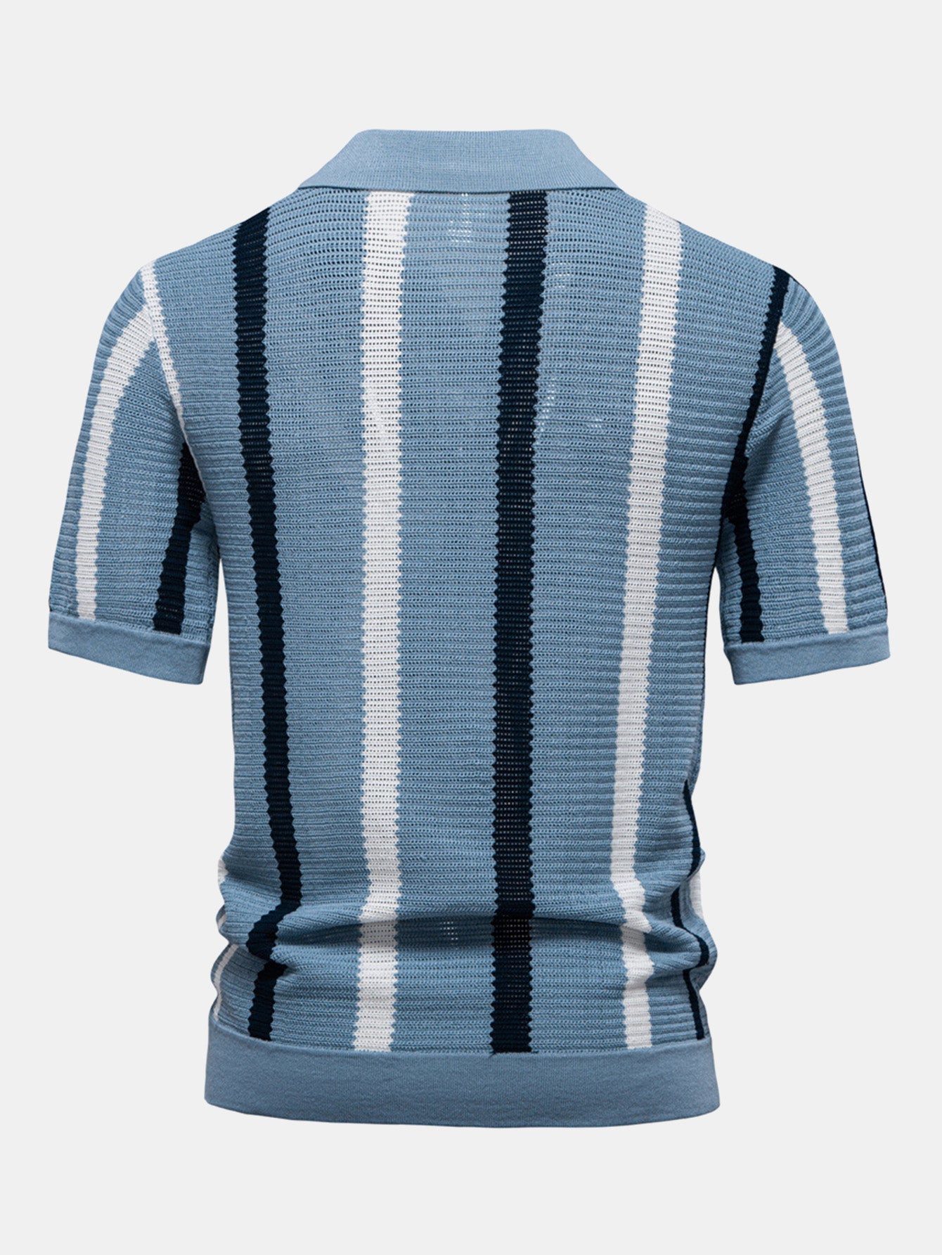 Ensemble Polo Rayé en Maille à Col en V & Short Chino en Coton