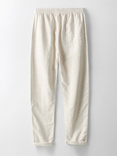 Chemise boutonnée en mélange de lin et rayonne et pantalon droit en lin