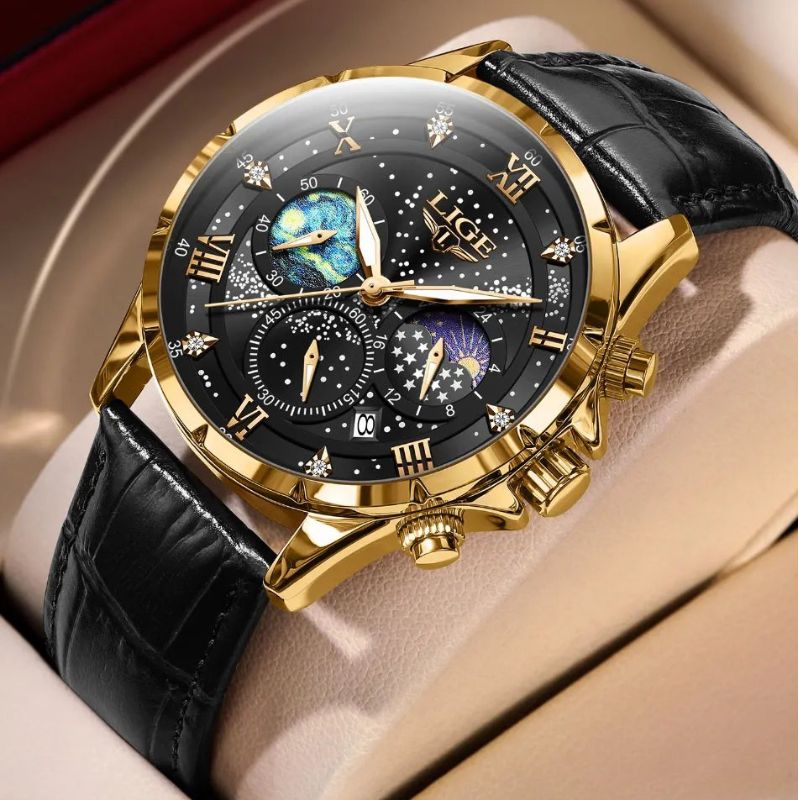 Montre Élégante à Phase de Lune