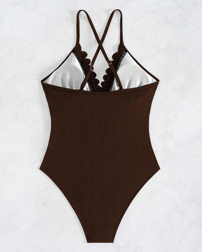 Maillot de Bain Monopièce Uni Sexy Découpé