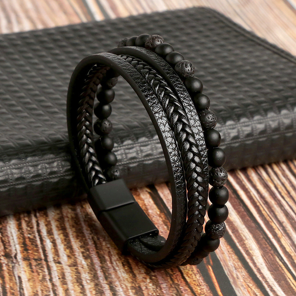 Lucas - Jeu de bracelets en cuir élégants pour hommes avec style