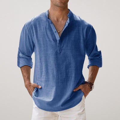 Lenoir™ - Chemise Henley en coton effet lin