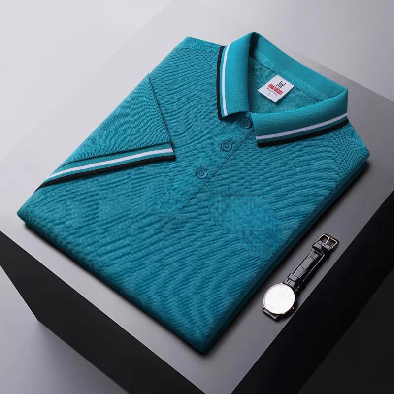 Polo homme – Coupe droite – Tissu respirant – Col rayé élégant casual