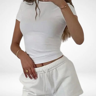 T-shirt ajusté à col rond féminin pour Femme – Gail