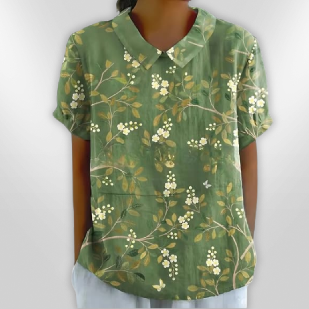 LINA | Blouse en lin à fleurs