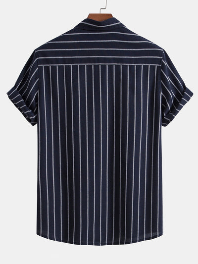 Chemise Rayée en Coton Mélangé à Boutons