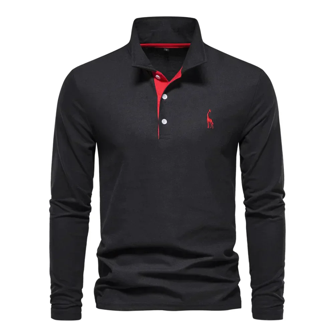 Polo homme – Coupe droite – Manches longues – Tissu respirant – Style décontracté