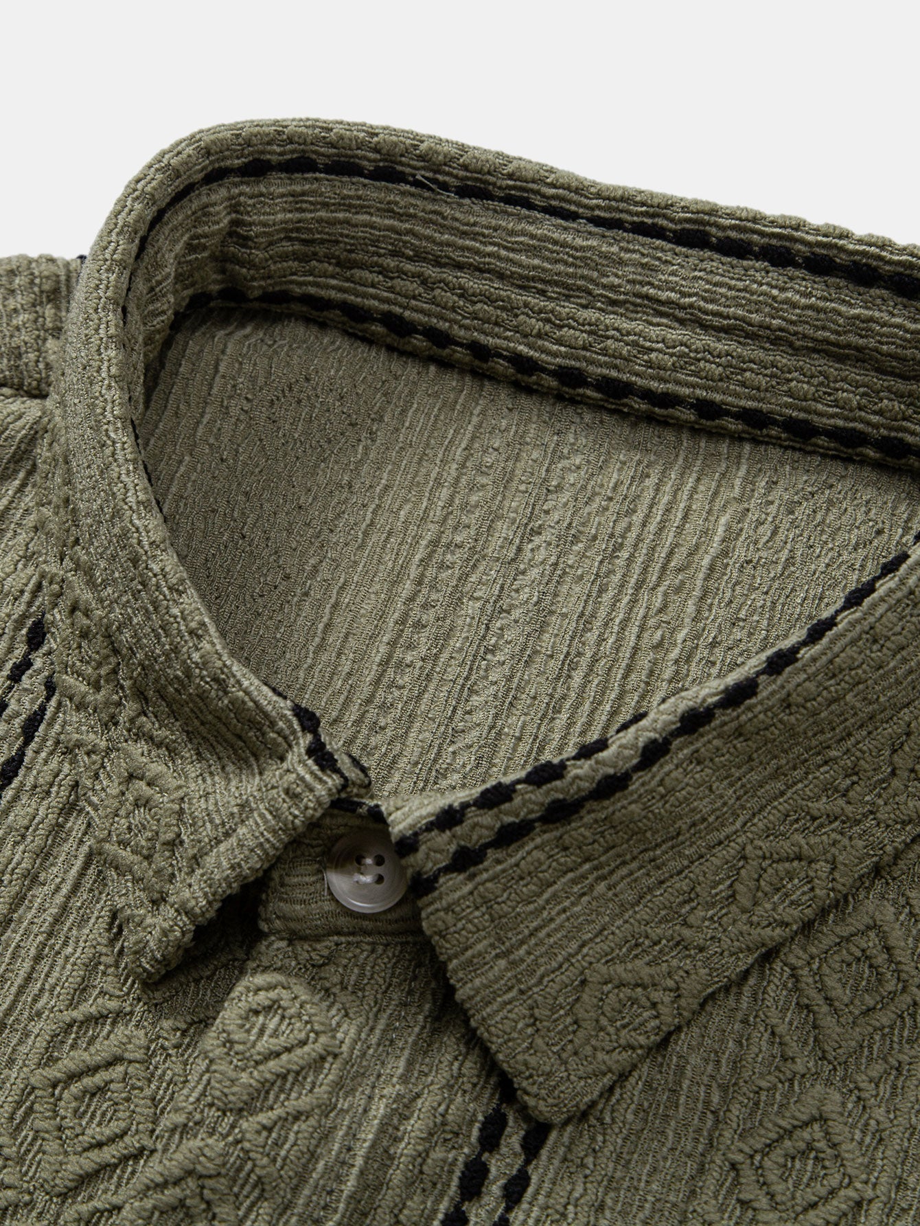 Ensemble Estival : Chemise Jacquard à Rayures Géométriques & Short Froissé à Cordon