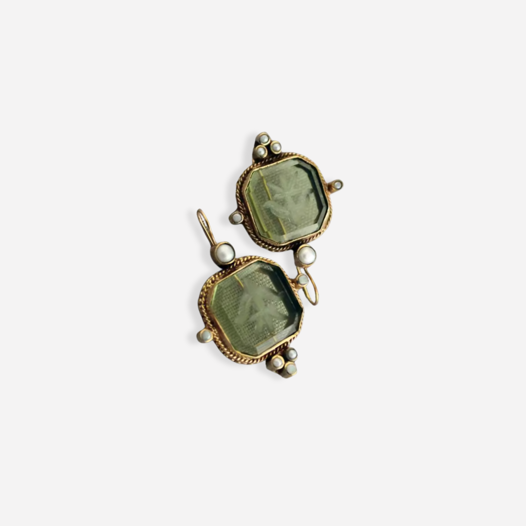 Naéla™ | Boucles d’oreilles pierre verte et perle