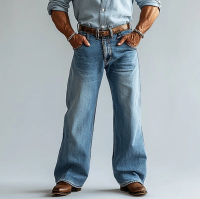 Jean décontracté délavé à jambes larges