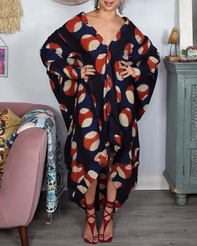 Robe Mode Ample Manche Chauve-Souris Imprimée