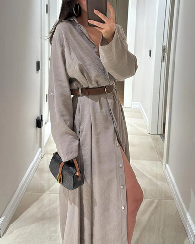 Robe chemise décontractée de couleur unie
