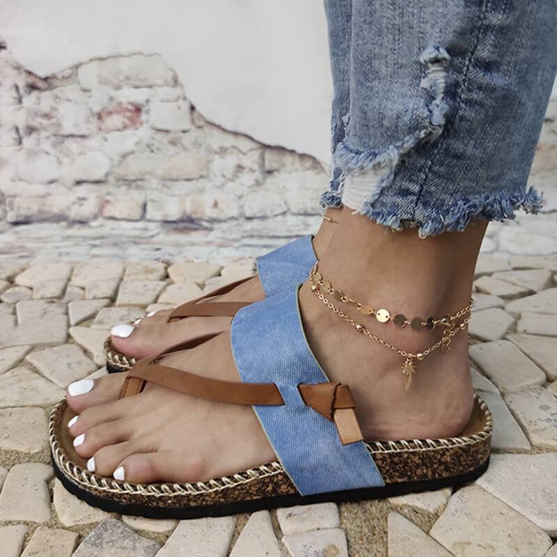 Isa - Sandales bleues à enfiler pour femmes pour un confort ultime
