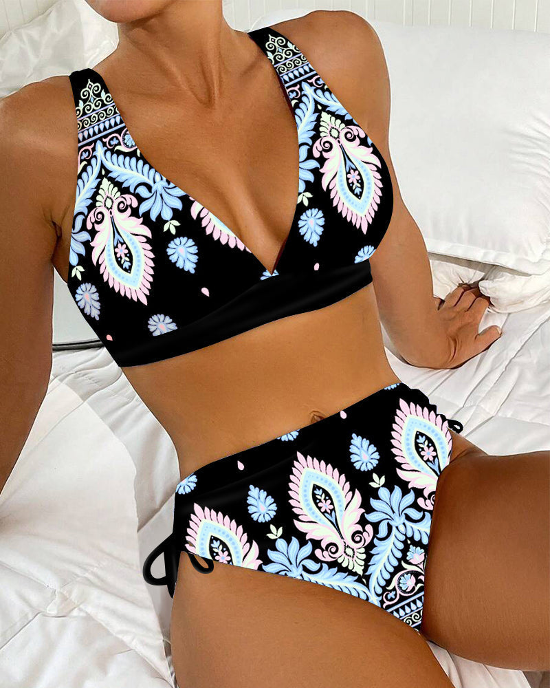 Maillot de Bain Sexy BH Deux Pièces Taille Haute