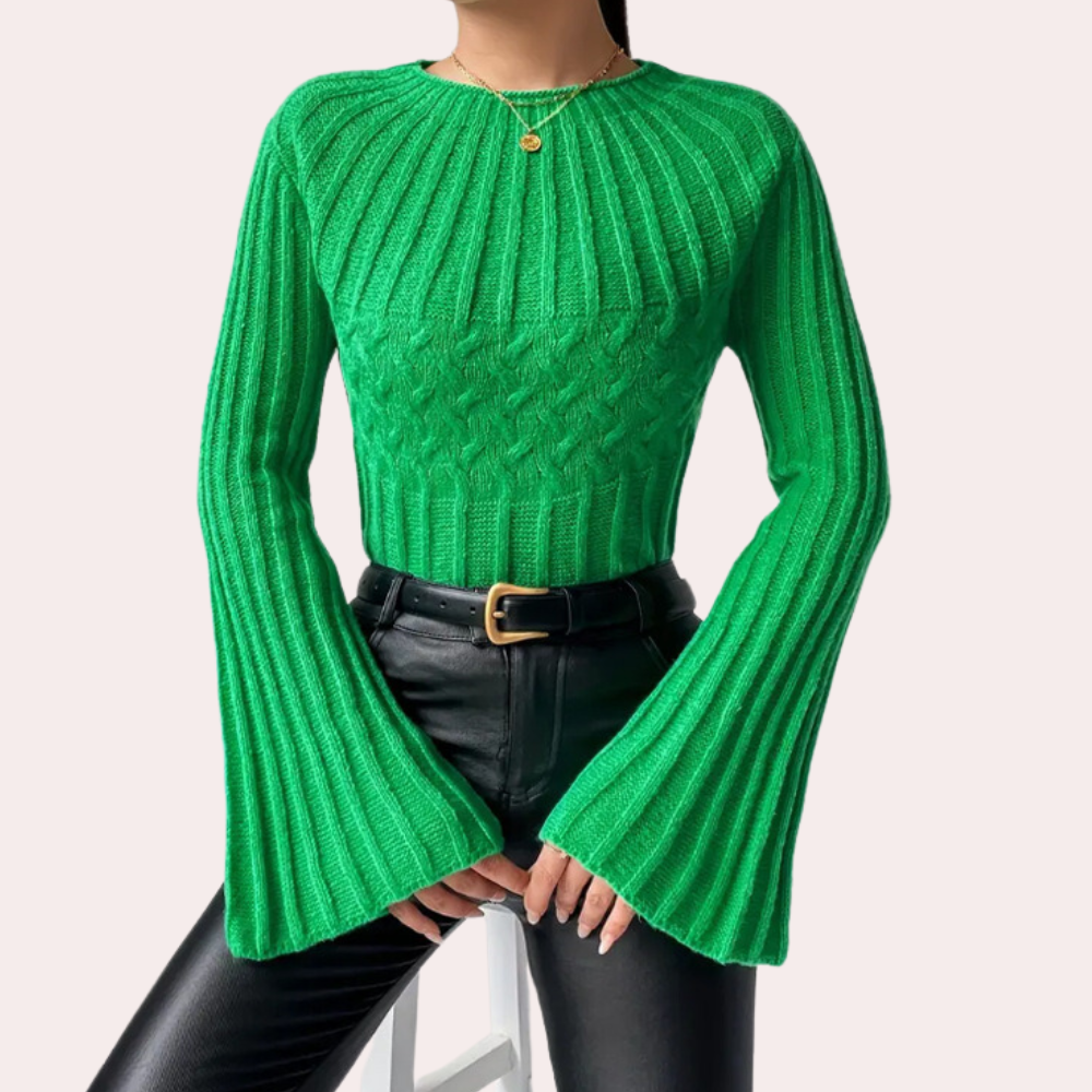 DENISE - Pull Classique à Manches Évasées pour Femme