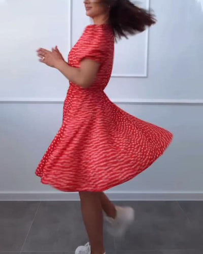 Robe Imprimé À Pois Boutonné Col En V