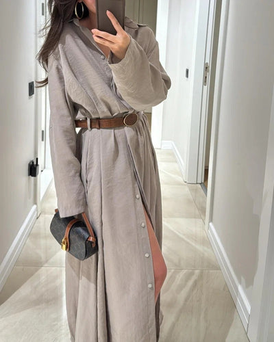 Robe chemise décontractée de couleur unie