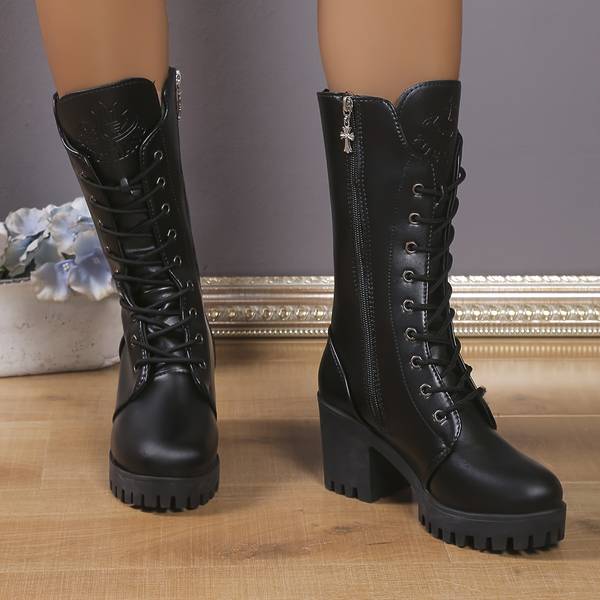 Chloé | Bottes Noir Élégante Pour Femme | À Lacets