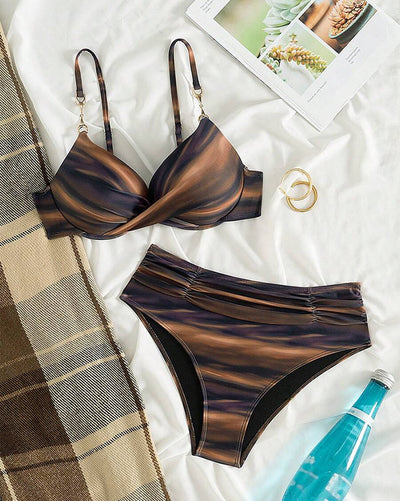 Bikini Rétro Dégradé Plissé Sexy