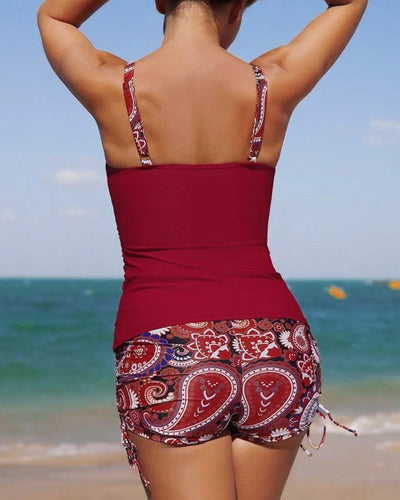 Maillot de bain décontracté imprimé débardeur short deux pièces