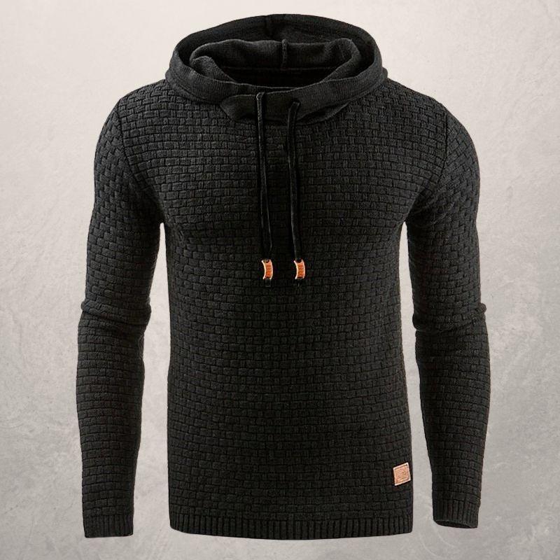 Pull homme – Coupe slim – Maille douce texturée – Capuche ajustable – Manches longues