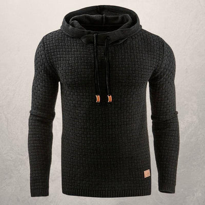 Pull homme – Coupe slim – Maille douce texturée – Capuche ajustable – Manches longues