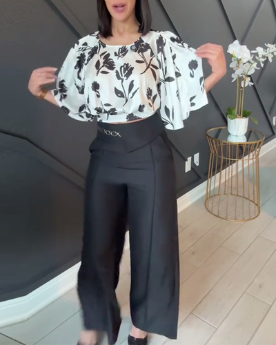 Blouse – Tempérament Imprimé Manches Courtes