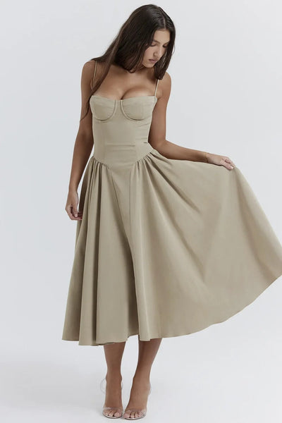Éléanor - Robe D'Été Midi Chic Corsaire Pour Les Occasions Spéciales