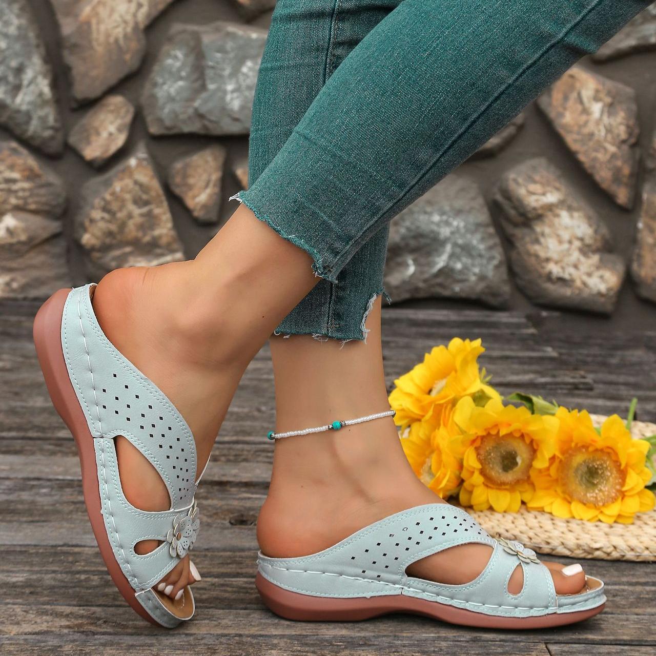 Morgane™ | Sandales Fleurie Orthopédique