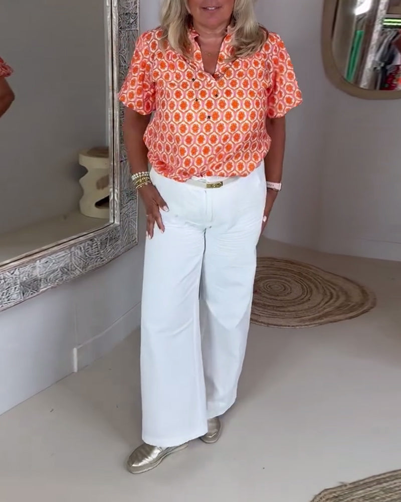 Blouse À La Mode Col Montant Imprimé